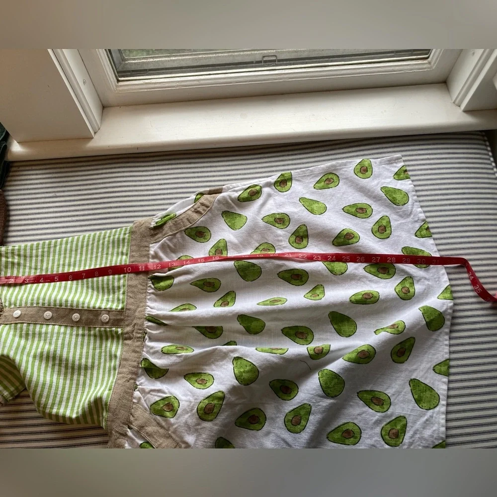 Green and White Striped Avocado Apron